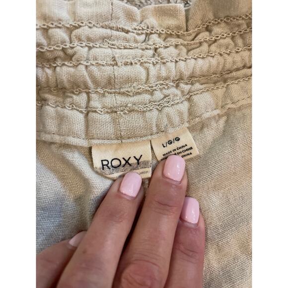 Roxy Khaki Oceanside Flare Drawstring Beach Pants - Picture 5 of 8